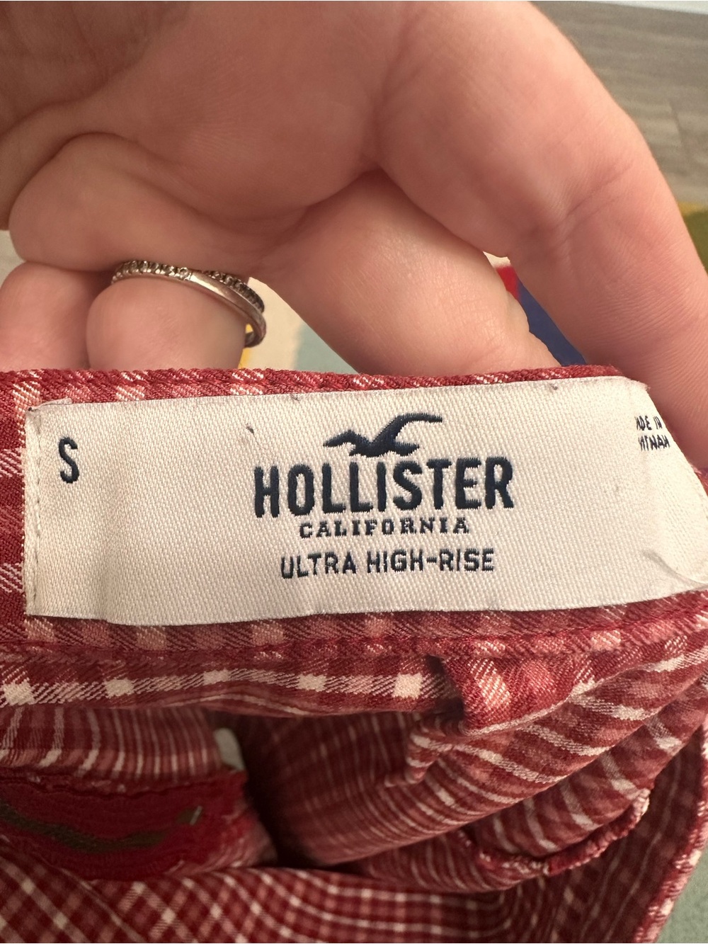 Hollister Y2K Red and White Gingham Mini Skirt Ultra High Rise Size S - Picture 3 of 3